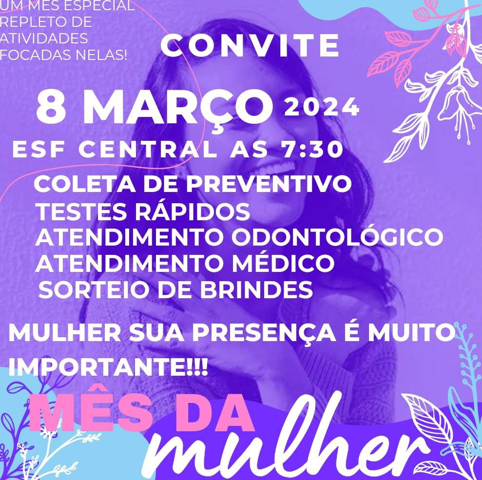 Itaporã: ESF Central faz convite para que no dia 08 de março as mulheres participem de atividades no local