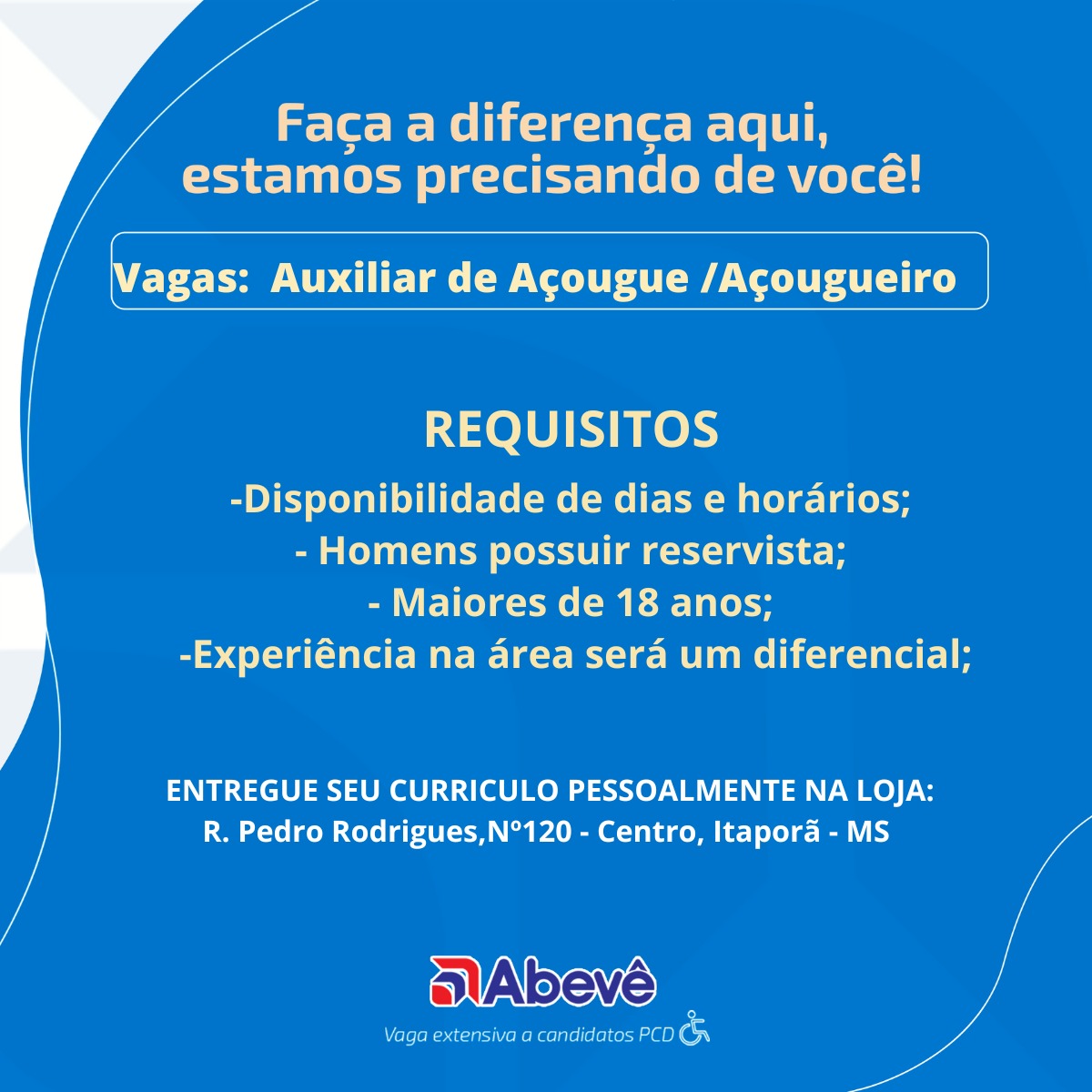 Oportunidade de emprego em Itaporã