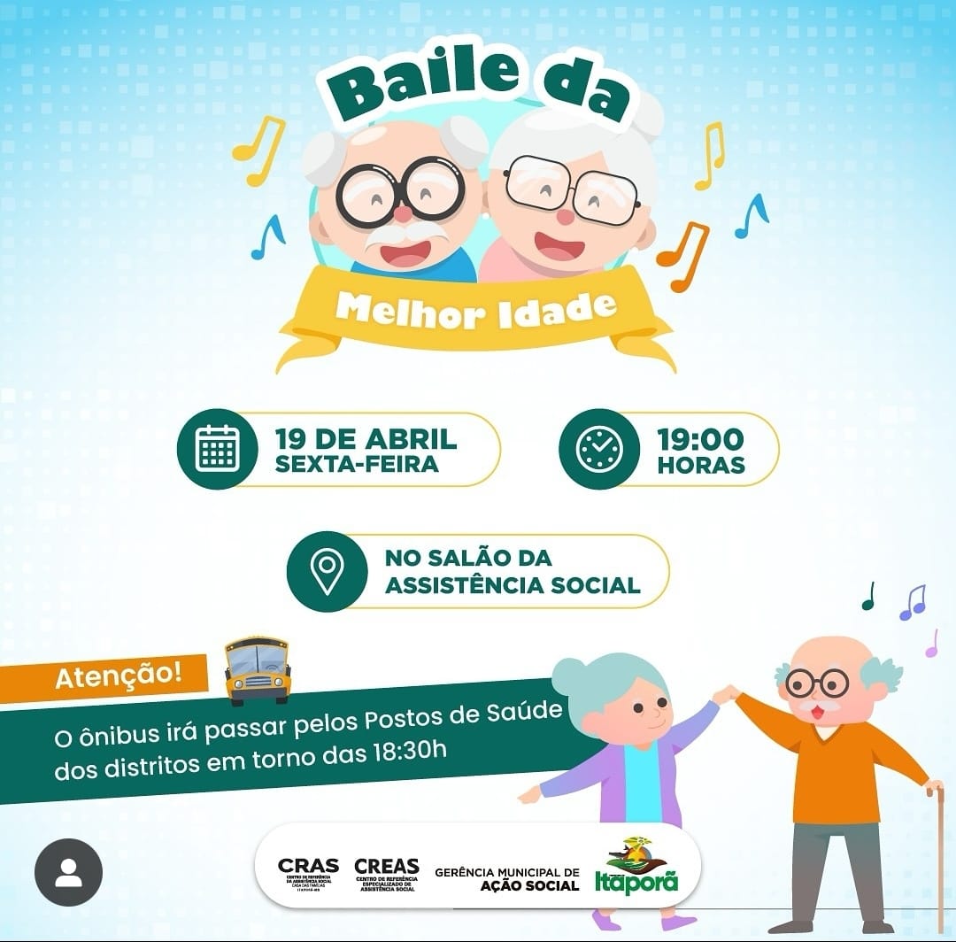 Baile da Melhor Idade acontece no dia 19 de abril em Itaporã