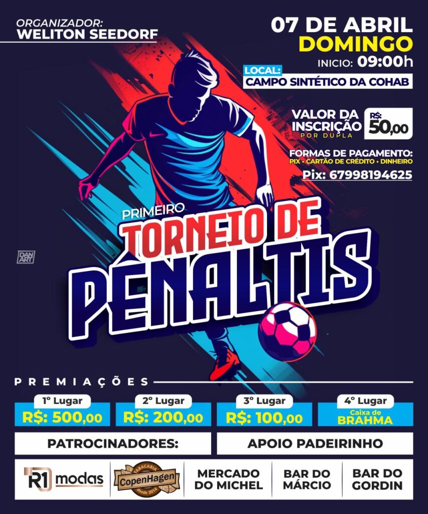 Primeiro Torneio de Pênaltis acontece neste domingo em Itaporã
