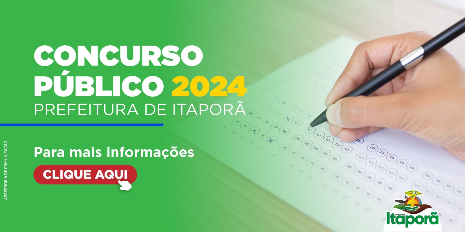 Inscrições para concurso da prefeitura de Itaporã começam nesta segunda-feira