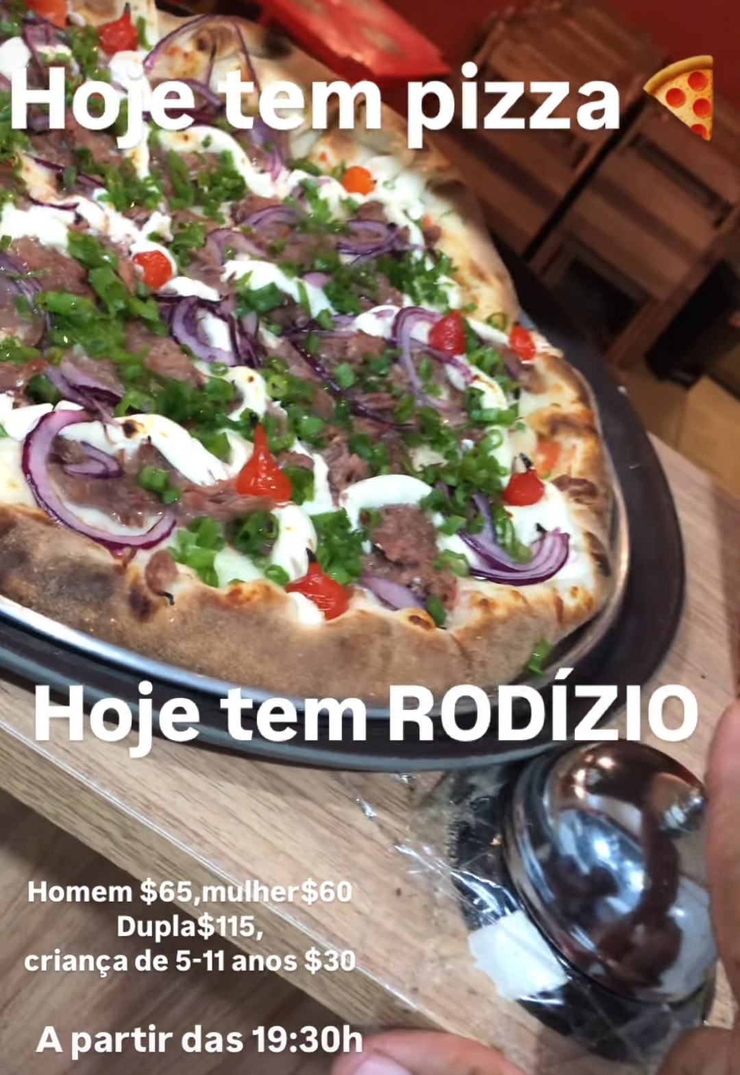 Hoje tem rodízio da Pizzaria Dom Machado; venha experimentar