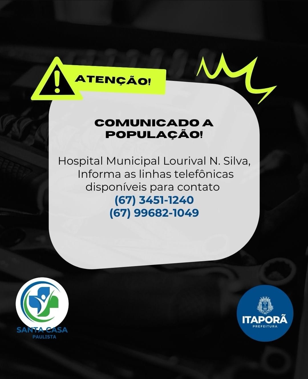 Hospital Municipal de Itaporã informa número de telefone