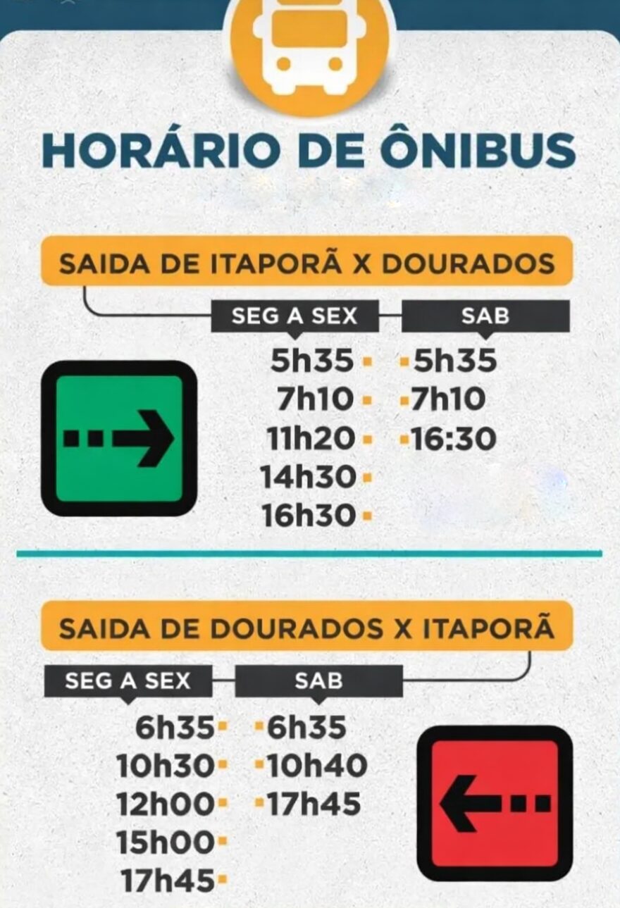 Aviso! Empresa altera horário de ônibus Itaporã/Dourados; confira