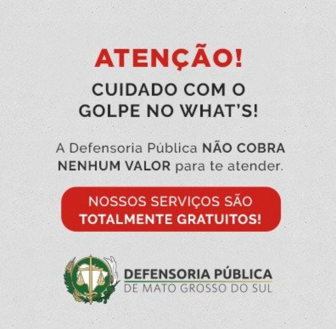 Alerta de golpe em Itaporã: criminosos usam nome da Defensoria Pública para enganar vítimas