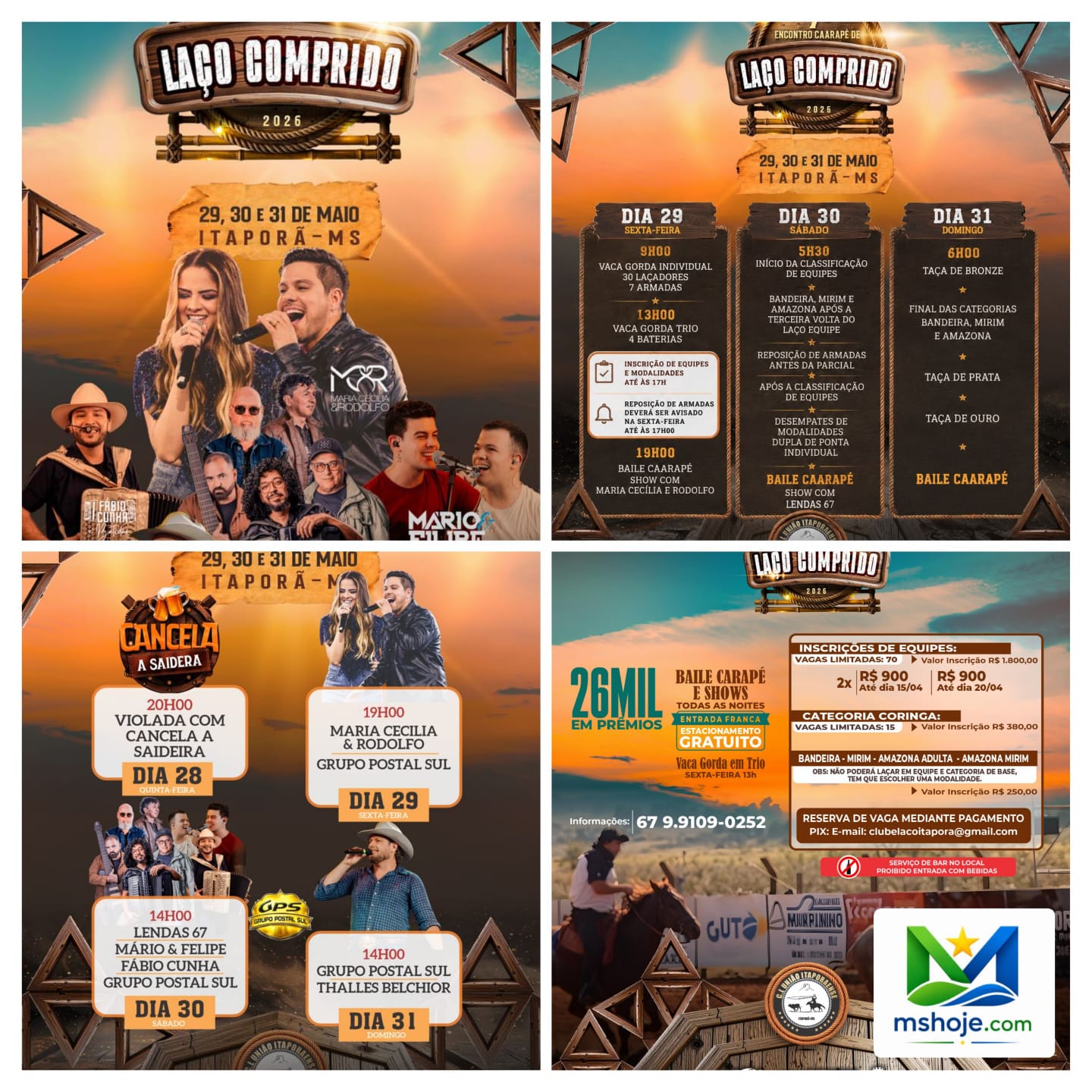 Laço Comprido promete movimentar Itaporã com três dias de tradição, provas e grandes shows