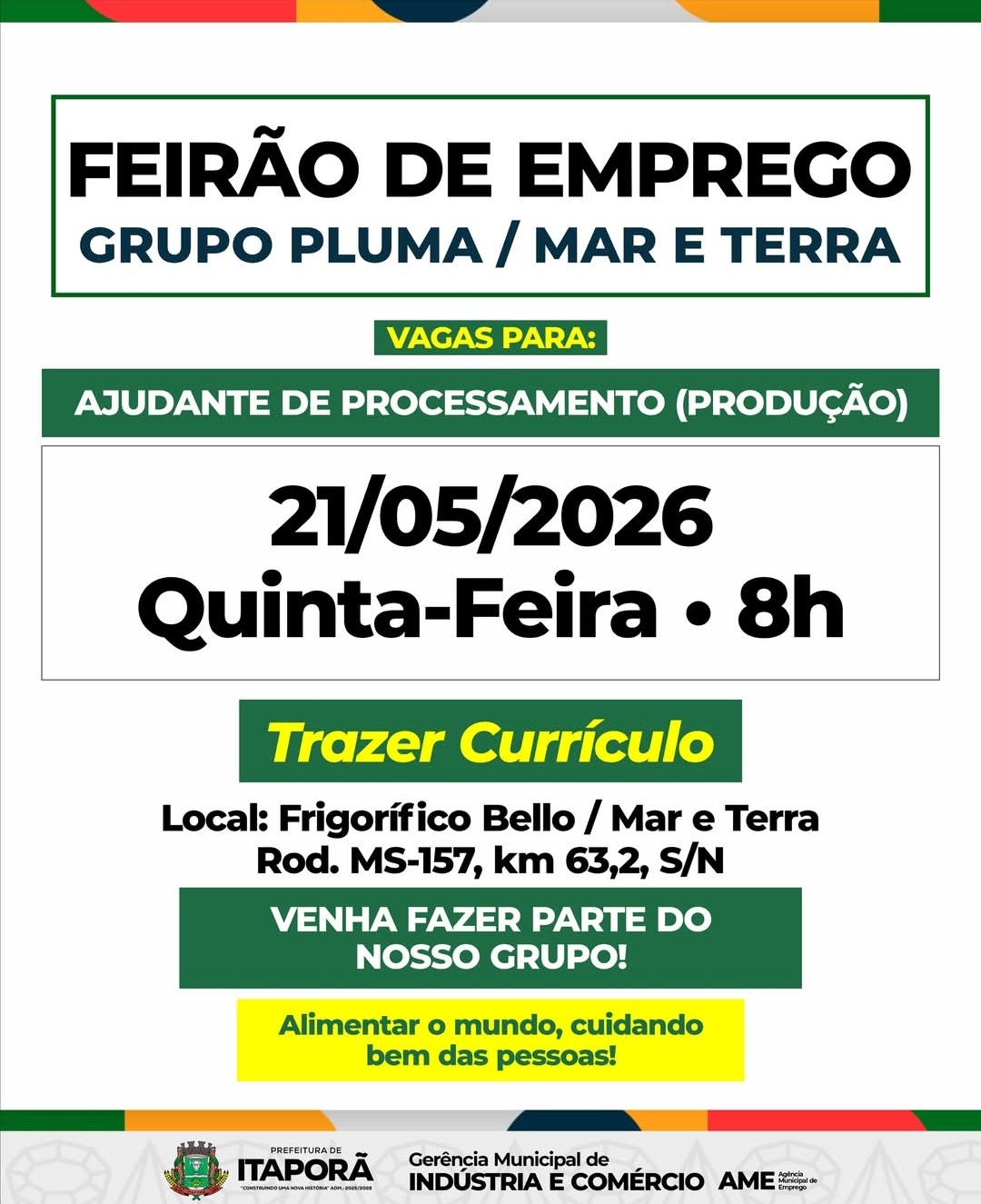 Oportunidade de emprego em Itaporã