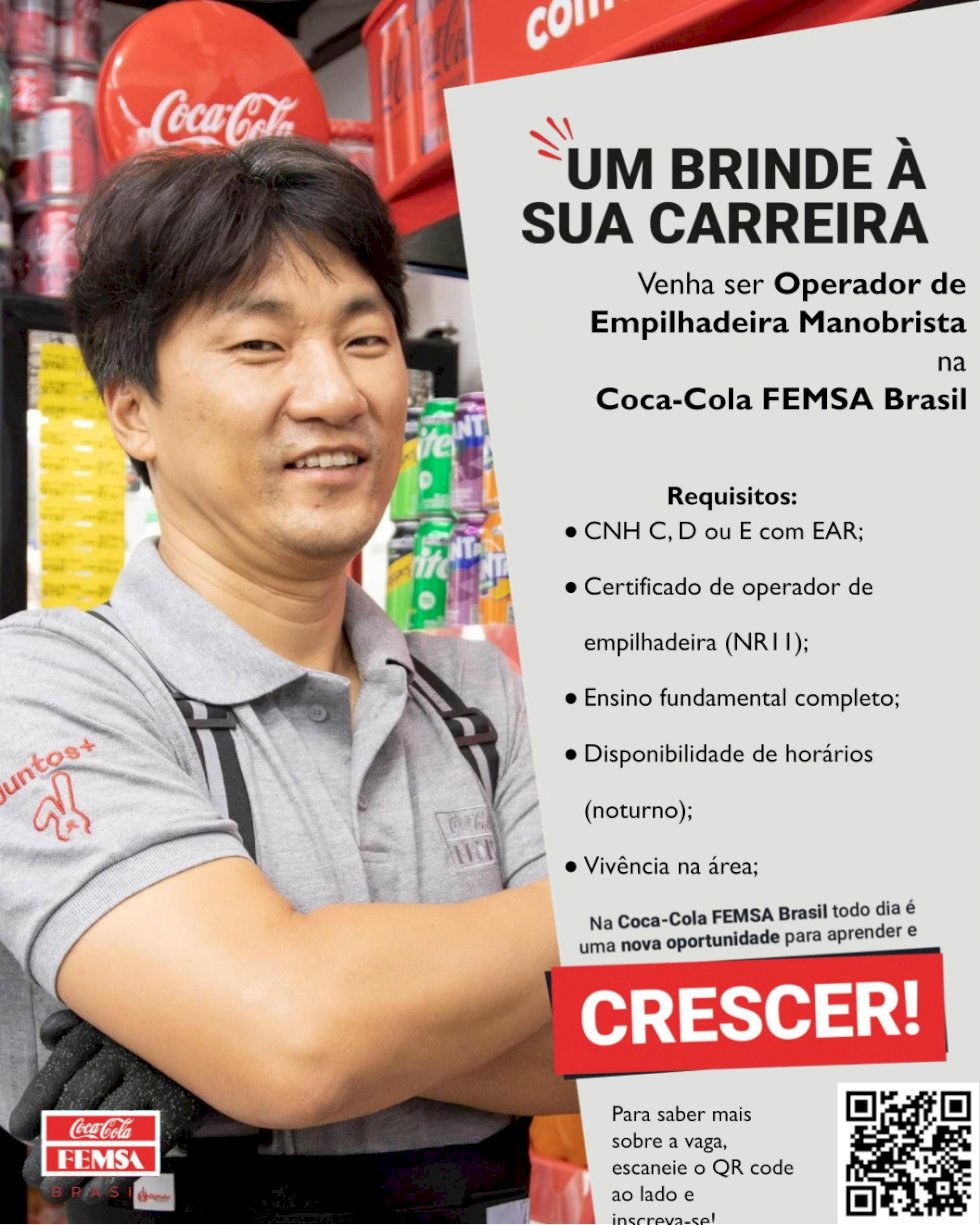 Itaporã: Coca-Cola FEMSA oferece oportunidade para Operador de Empilhadeira Manobrista
