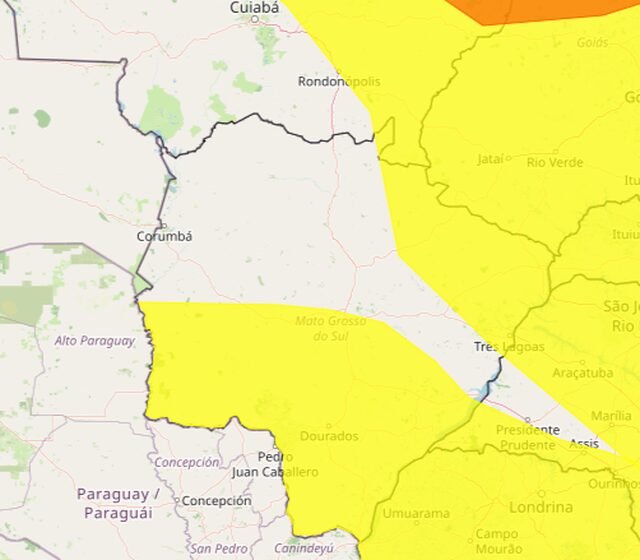 Alerta de tempestade atinge Itaporã e mais 54 cidades de MS