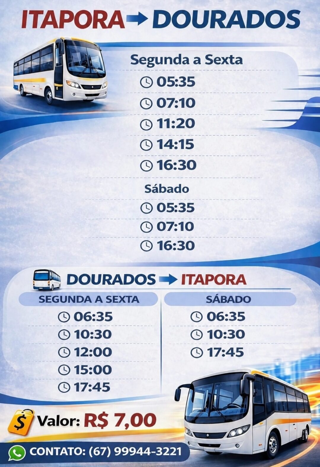 Itaporã: Confira os horários dos ônibus entre Itaporã e Dourados; valor atualizado