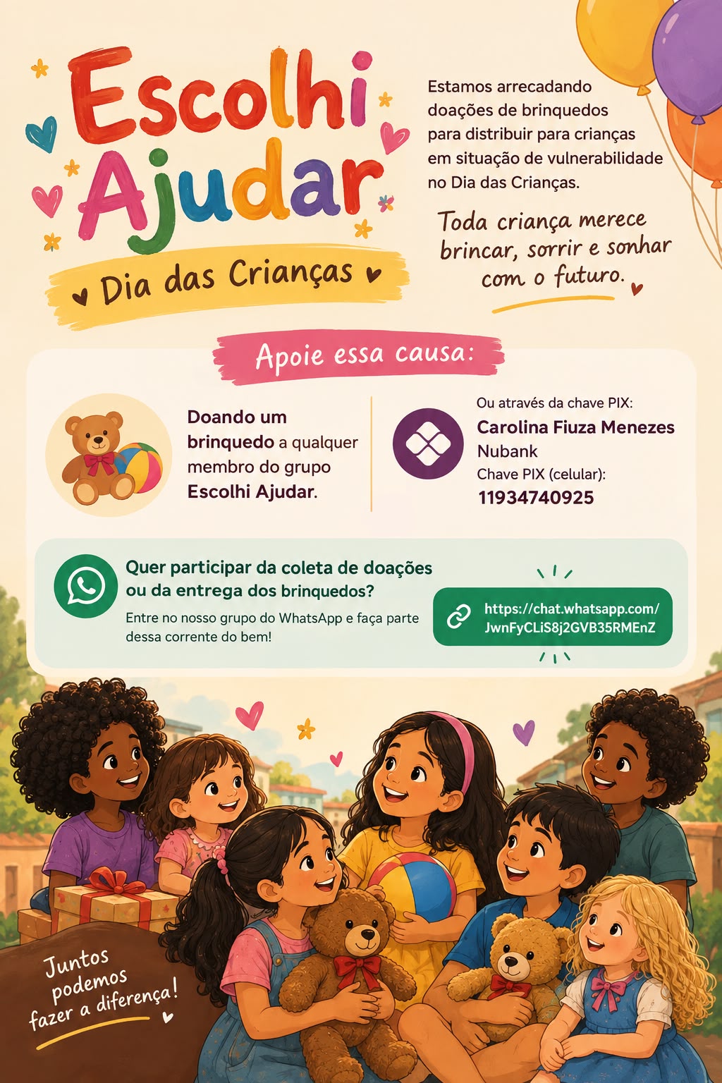 Participe da campanha Escolhi Ajudar – Dia das Crianças
